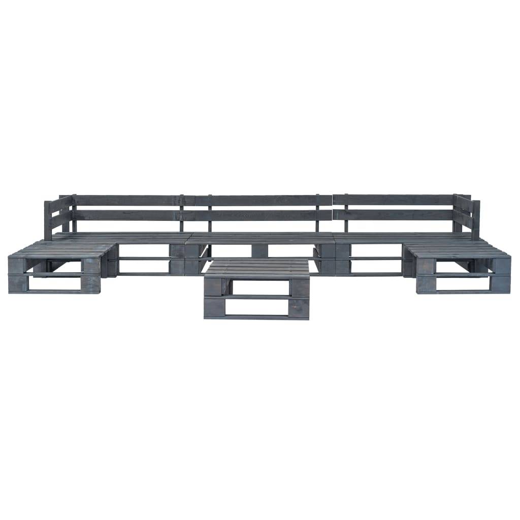 6 pcs Salon de jardin palette - Mobilier d'extérieur Bois Gris-JU7892 - Image 1