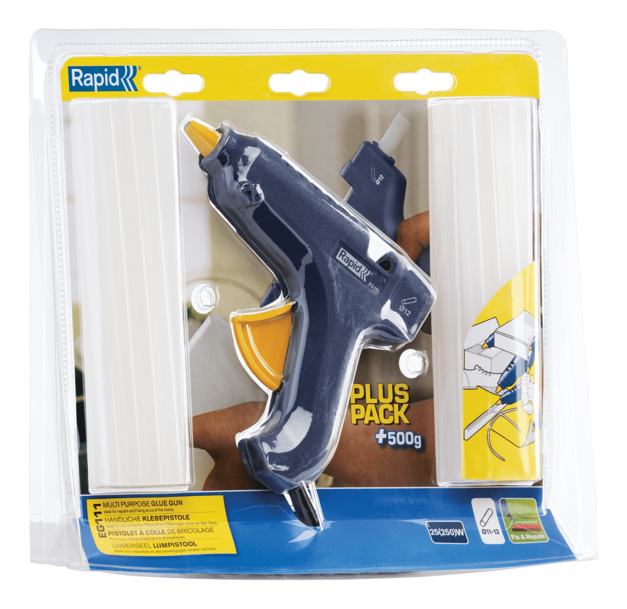 Pistolet à colle Rapid EG111 pour les bâtons de colle de 12 mm - Blister + 500g de colle - RAPID-ISABERG - 40303076 - Image 1