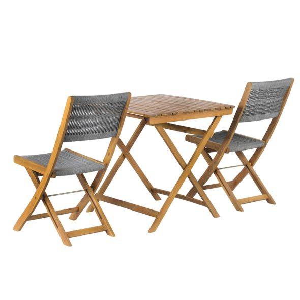 Beau Rivage - Ensemble repas BARI pliable 2 personnes bois et corde grise Beau Rivage - Imagen 8