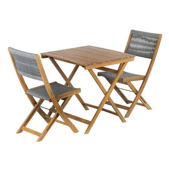 Beau Rivage - Ensemble repas BARI pliable 2 personnes bois et corde grise Beau Rivage - Imagen 6