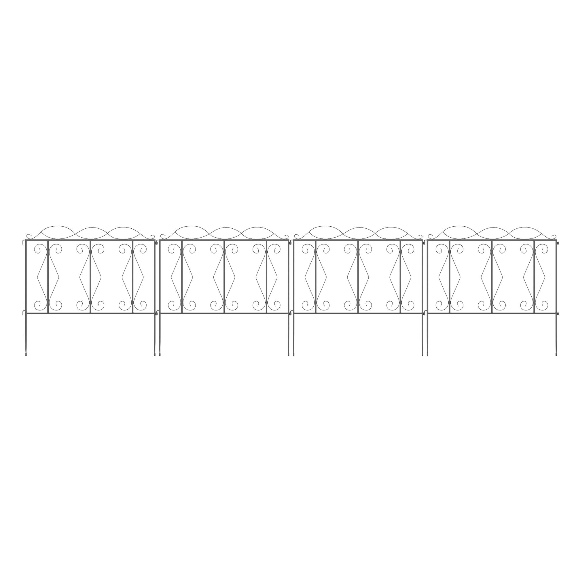 Outsunny - Lot de 4 clôtures de jardin décoratives en métal avec ornements - dim. totales 252L x 62H cm - noir - Outsunny - Imagen 8