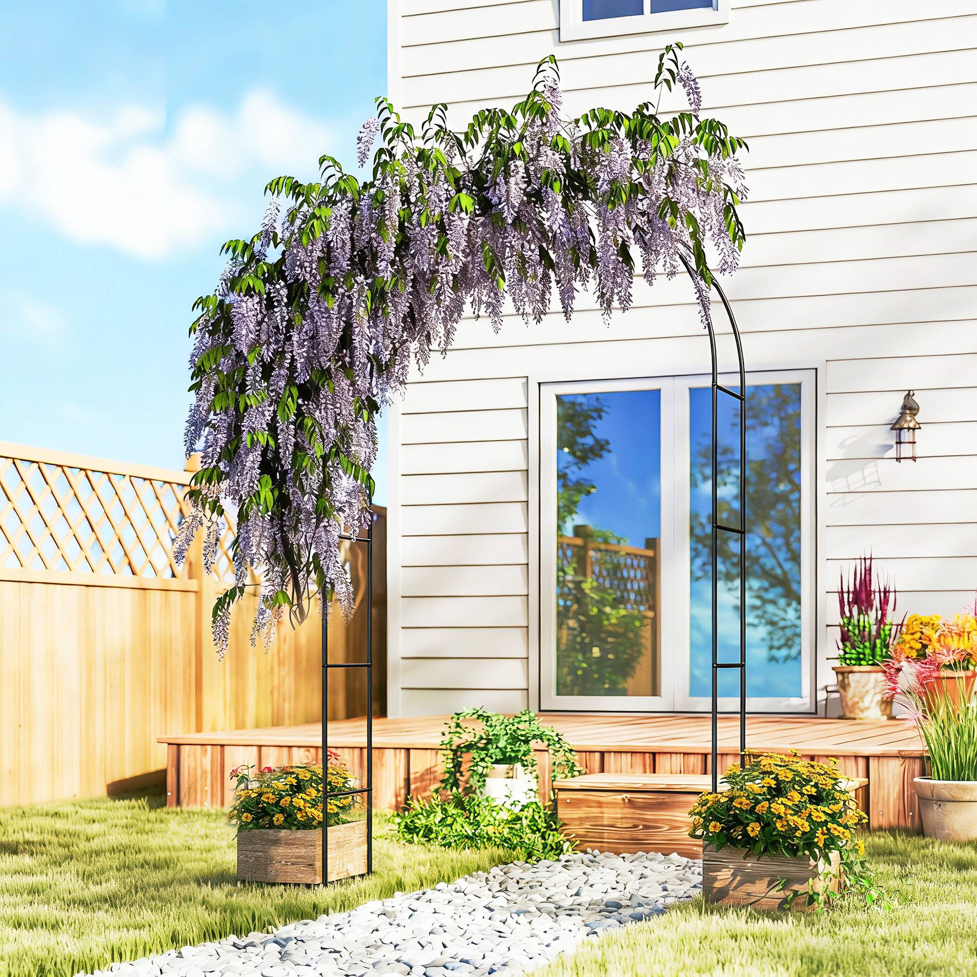 Arche de jardin métal noir 145 x 39 x 237 cm - PANGIVO - Image 3