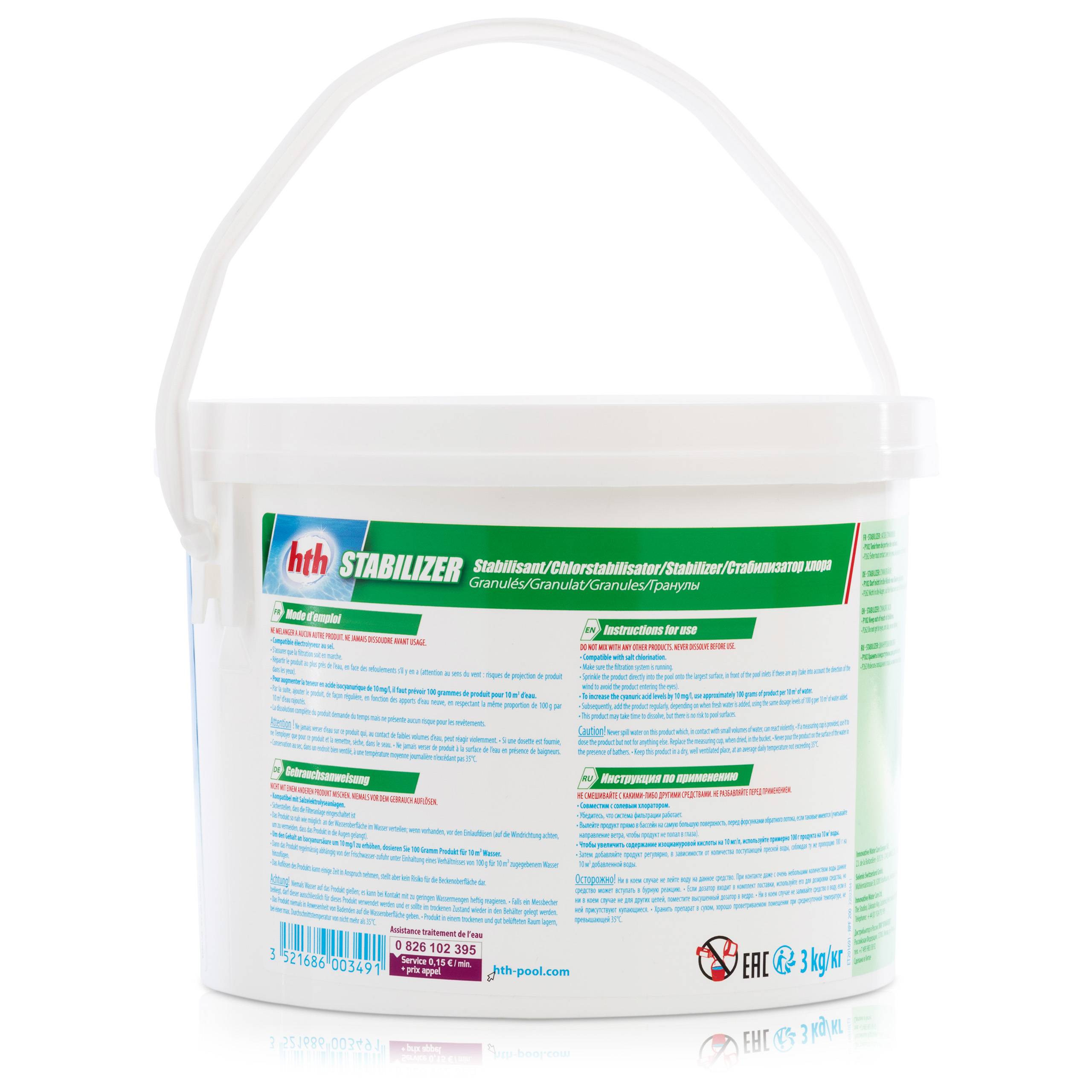 Stabilisant chlore hth® STABILIZER granulés - 3 kg - 3 kg - Imagen 5