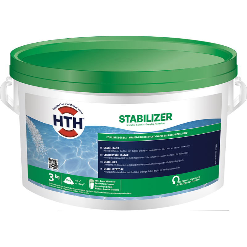 Stabilisant chlore hth® STABILIZER granulés - 3 kg - 3 kg - Imagen 1