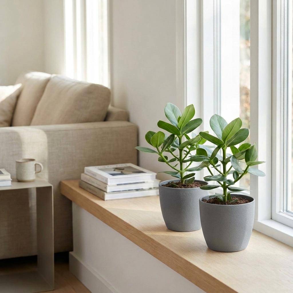 La Green Touch - Clusia rosea Princess - Arbre autographe - Lot de 4 plantes - Avec cache-pot gris - Pot Ø12 cm, H 40 cm - Image 3