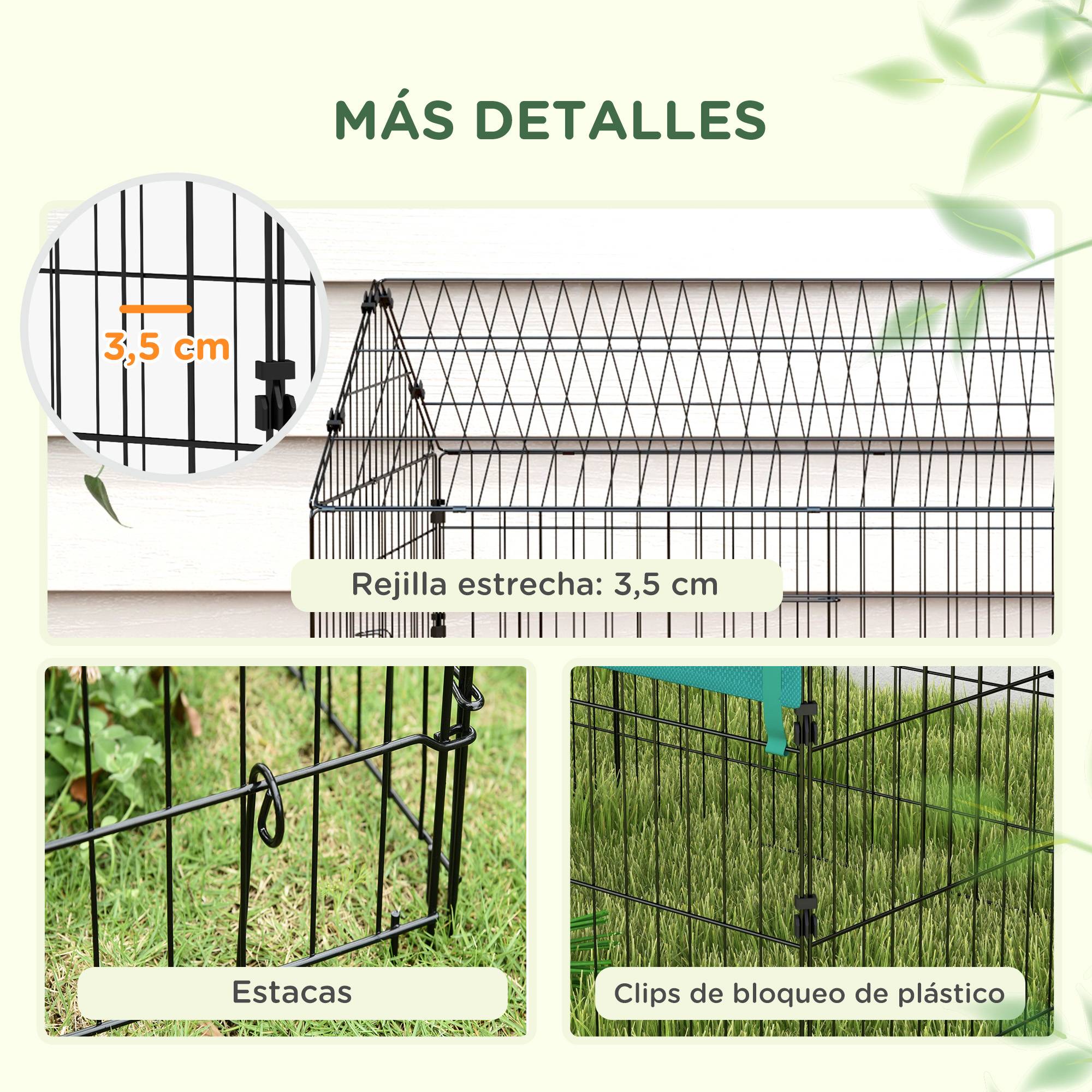 Cage Acier pour Petits Animaux avec Portes et Toit en Tissu, pour Lapins, Chinchillas et Poules, 185 x 75 x 75 cm, Vert - Image 9