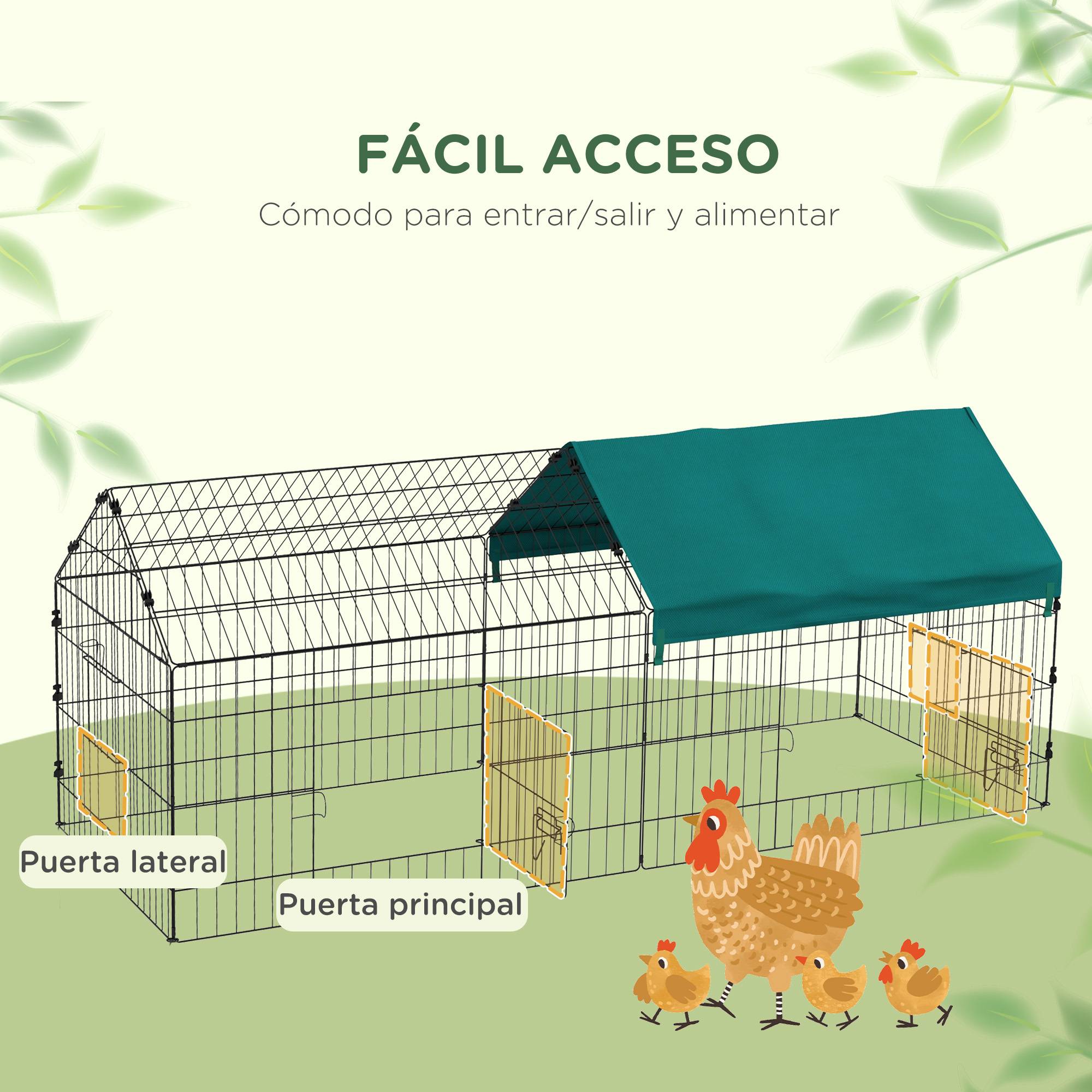 Cage Acier pour Petits Animaux avec Portes et Toit en Tissu, pour Lapins, Chinchillas et Poules, 185 x 75 x 75 cm, Vert - Image 7