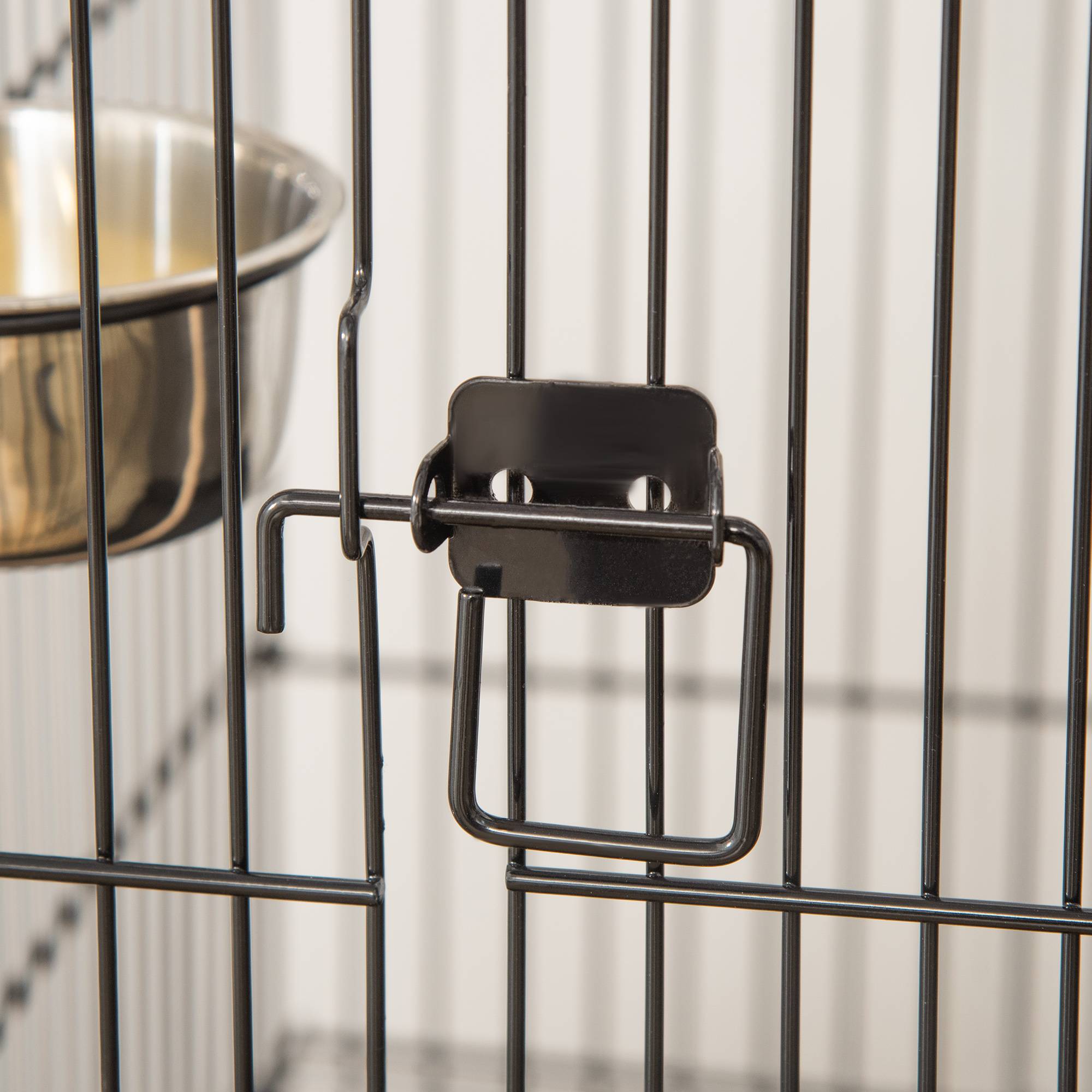 Pawhut - Cage à oiseaux sur pied volière avec 2 mangeoires perchoirs plateau amovible poignée et roulettes - 50 x 58 x 137-145 cm noir - Imagen 8