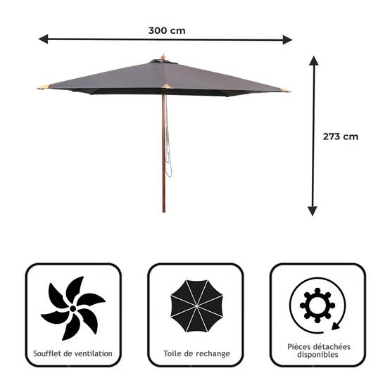 Parasol droit gris 3x3 m Pegasia - Gecko Jardin - Imagen 7