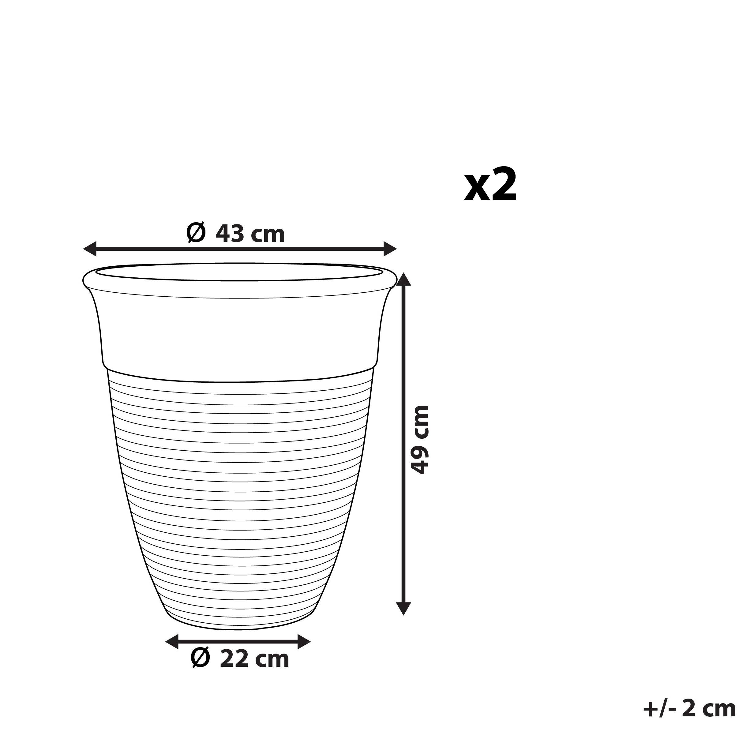 Beliani - 2 Cache-Pots Marron en Forme de Vase Diamètre 43 cm Pots de Fleurs en Pierre et Polyrésine de Style Vintage pour Extérieur et Intérieur - Imagen 3