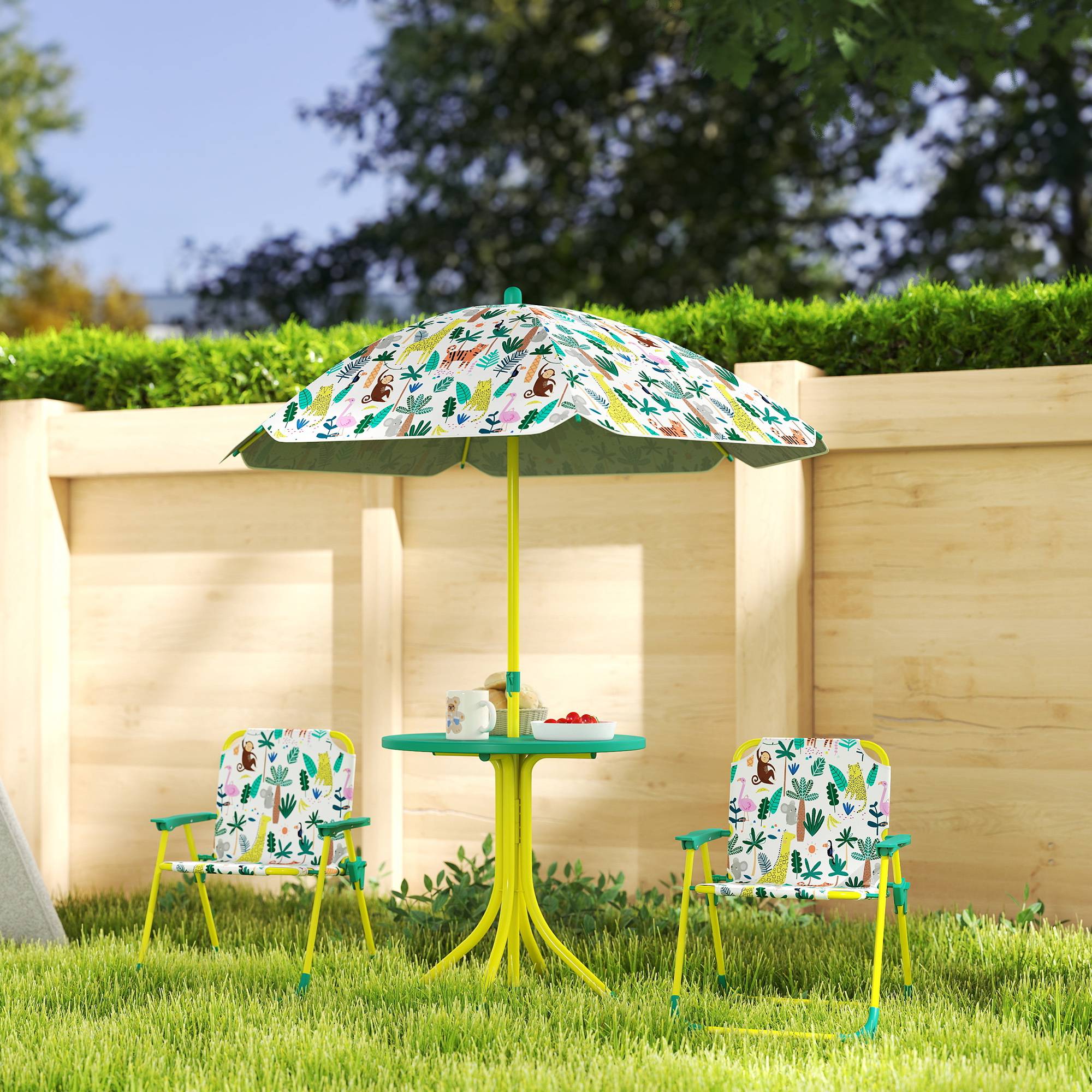 Ensemble salon de jardin extérieur enfant 4 pièces | Mobilier de jardin Vert Plastique 49.5x49.5x50 cm - Image 4