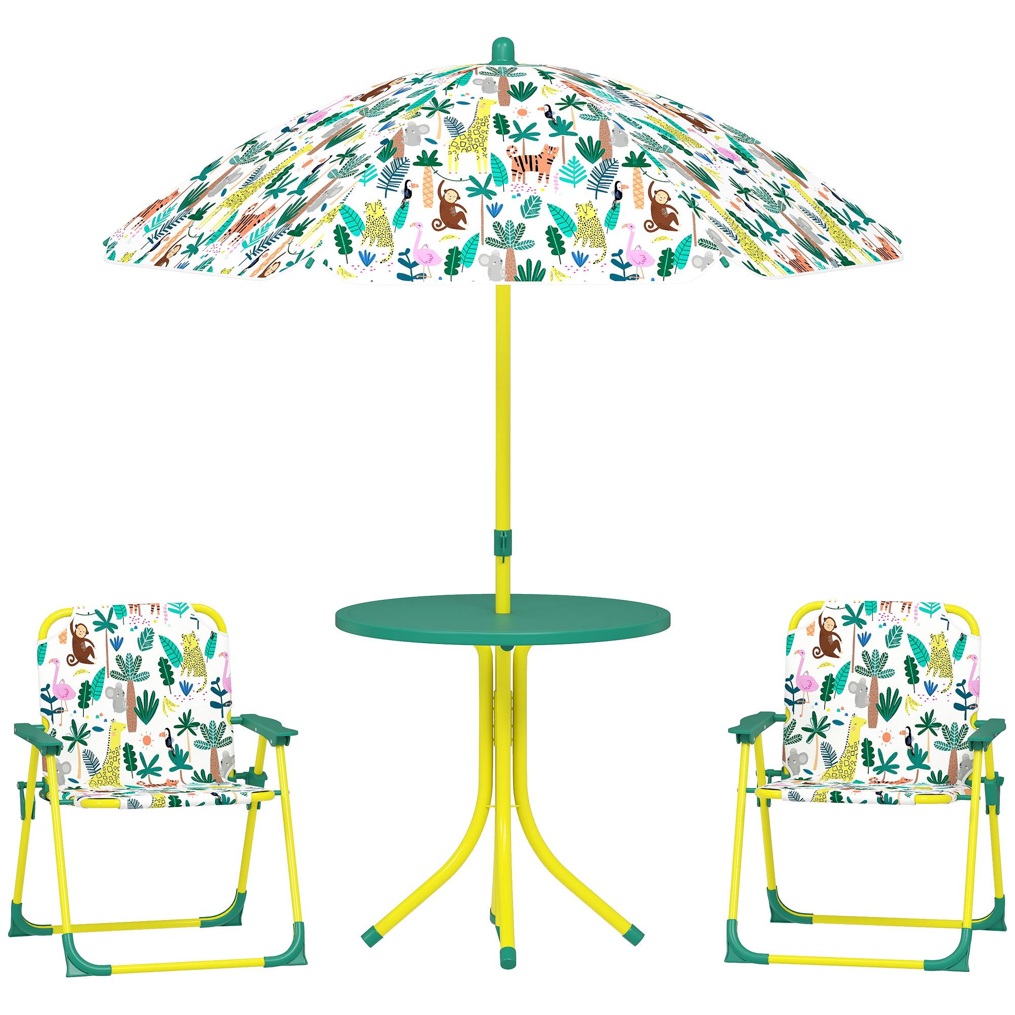 Ensemble salon de jardin extérieur enfant 4 pièces | Mobilier de jardin Vert Plastique 49.5x49.5x50 cm - Image 1