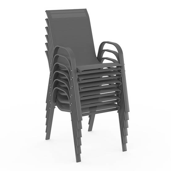Salon de jardin MADRID table 240 CM et 10 chaises empilables gris anthracite - Image 4