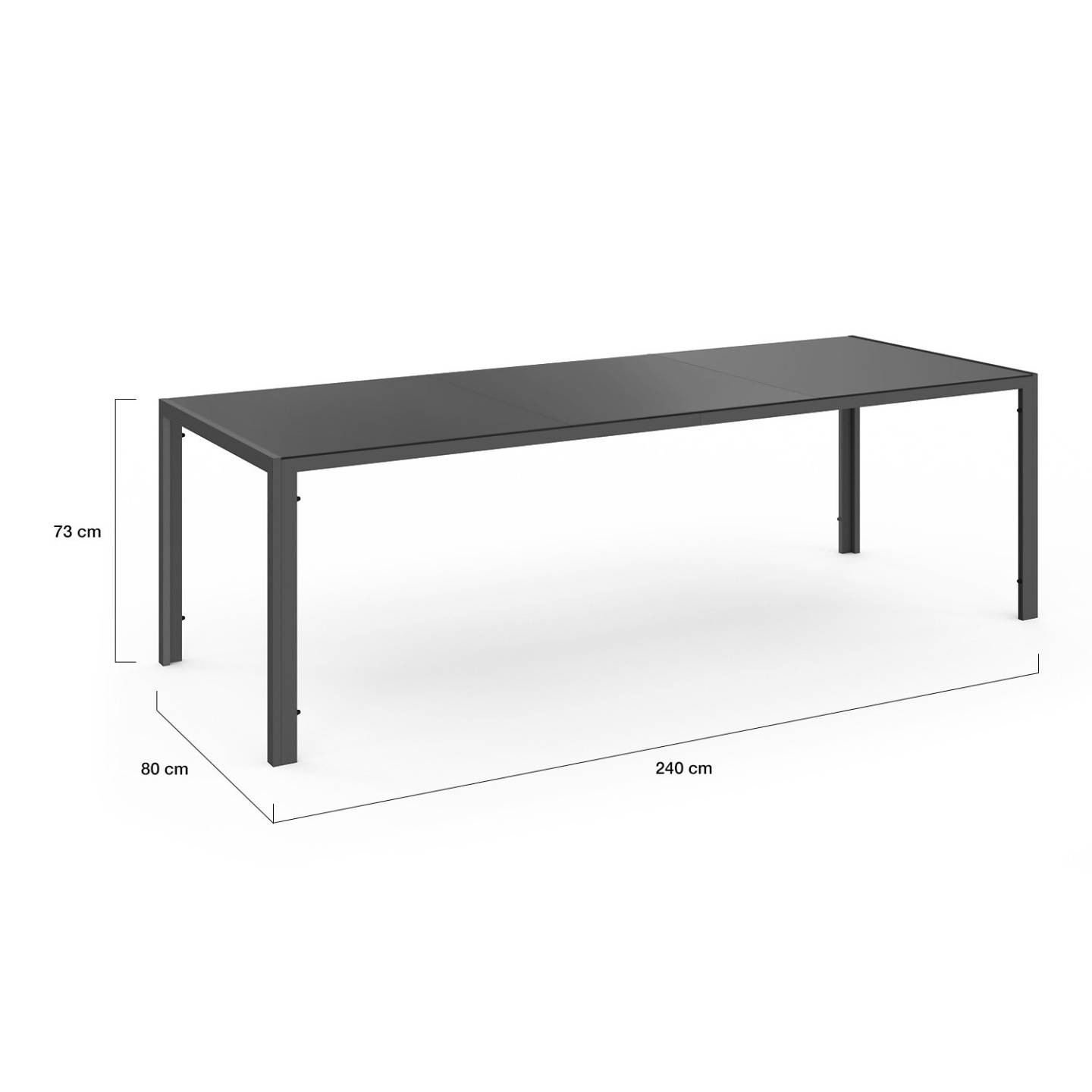 Salon de jardin MADRID table 240 CM et 10 chaises empilables gris anthracite - Image 5