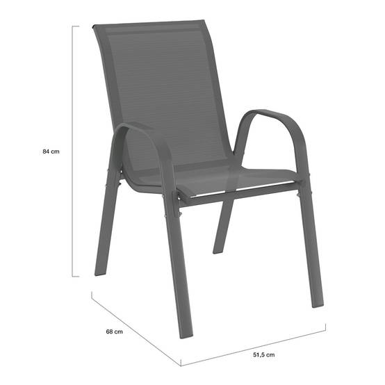 Salon de jardin MADRID table 240 CM et 10 chaises empilables gris anthracite - Image 6