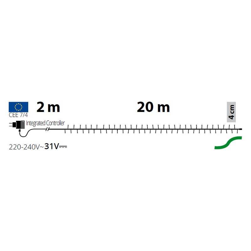 Lotti - Guirlande multicolore 20M 500 LED câble vert 8 modes mémoire 31V IP44 Lotti - Imagen 2