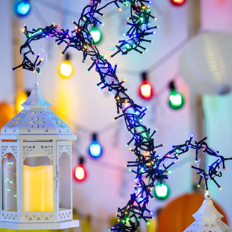 Lotti - Guirlande multicolore 20M 500 LED câble vert 8 modes mémoire 31V IP44 Lotti - Imagen 5