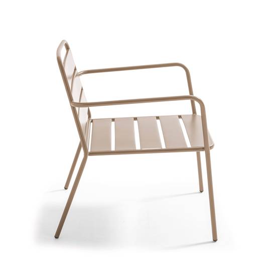Oviala - Fauteuil de jardin bas en métal taupe Palavas - Oviala - Image 3