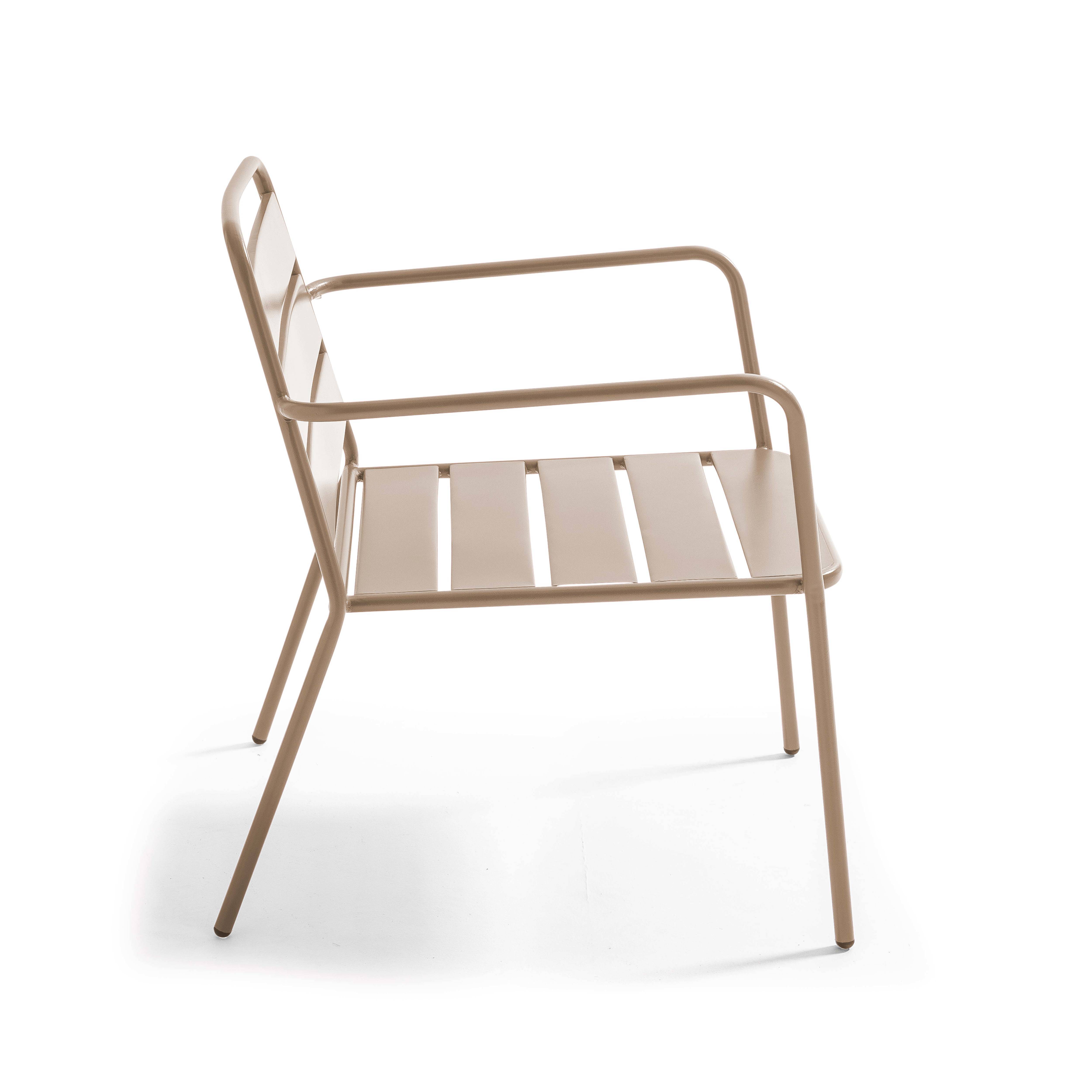 Oviala - Fauteuil de jardin bas en métal taupe Palavas - Oviala - Image 3