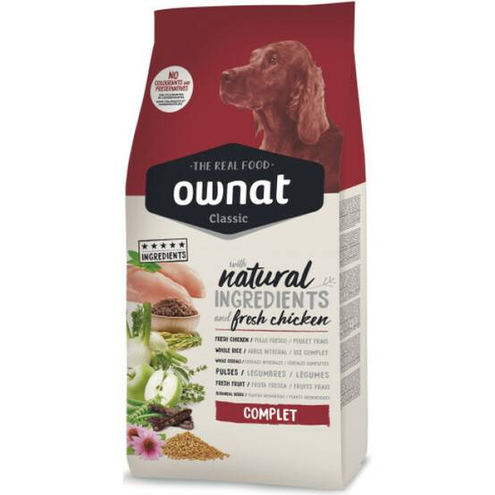 Croquettes Ownat Classic Complet pour chien Sac 20 kg