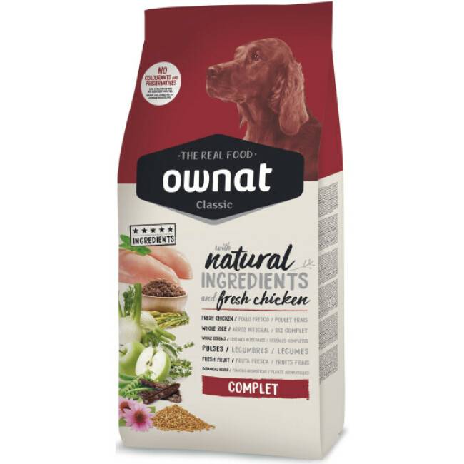 Croquettes Ownat Classic Complet pour chien Sac 20 kg