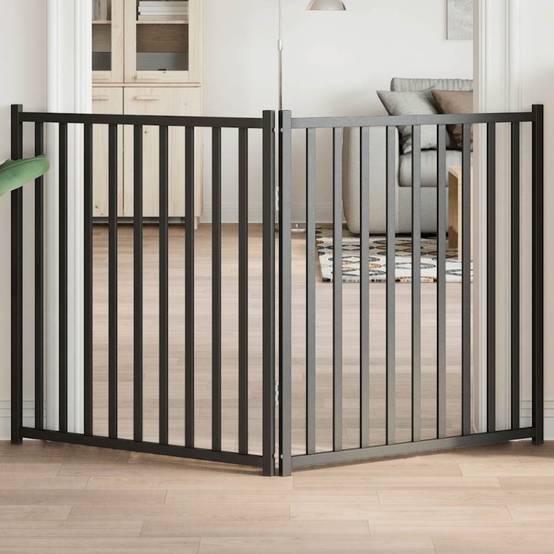Barrière de sécurité haute 90cm pliable en bois pour chien 160cm Noir – ComfortXL Outdoor Living - Image 1