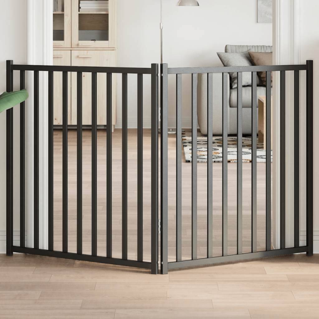 Barrière de sécurité haute 90cm pliable en bois pour chien 160cm Noir – ComfortXL Outdoor Living - Image 1