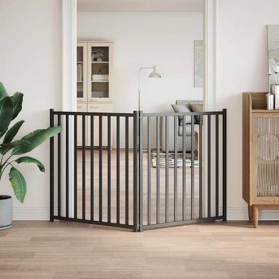 Barrière de sécurité haute 90cm pliable en bois pour chien 160cm Noir – ComfortXL Outdoor Living - Image 3
