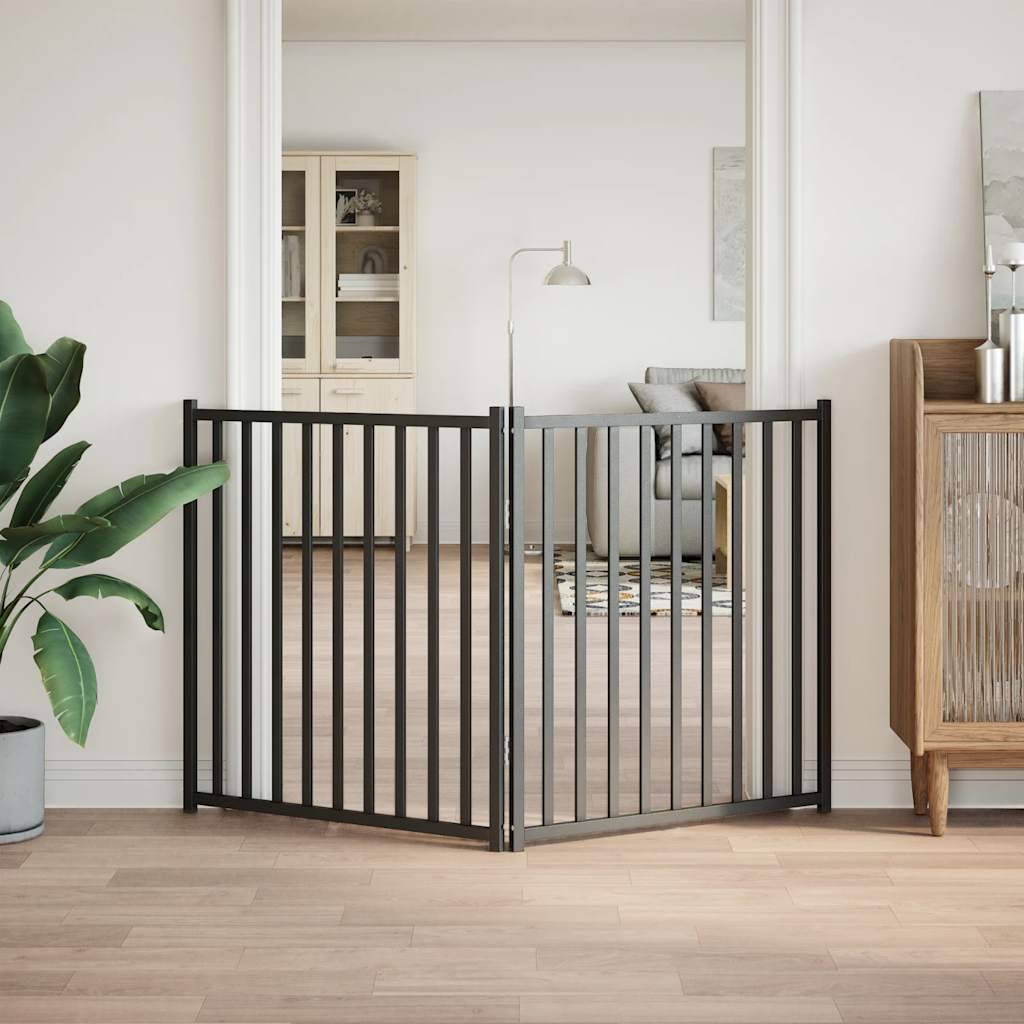 Barrière de sécurité haute 90cm pliable en bois pour chien 160cm Noir – ComfortXL Outdoor Living - Image 3