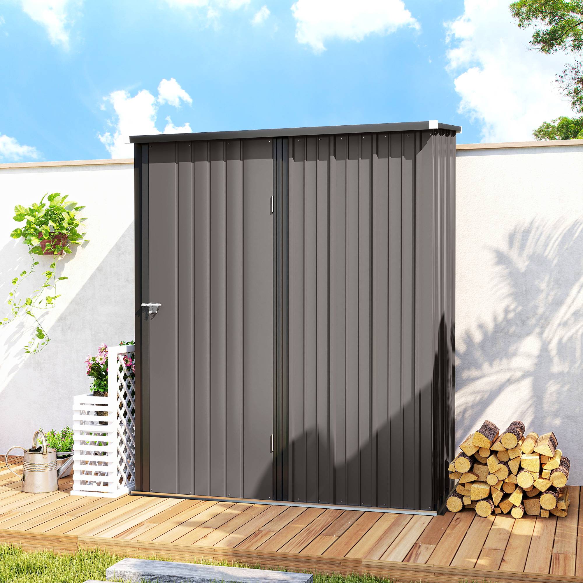 ComfortXL - Abri de jardin acier galvanisé 161,5 x 94,5 x 196 cm noir porte verrouillable - ComfortXL Outdoor Living - Image 10