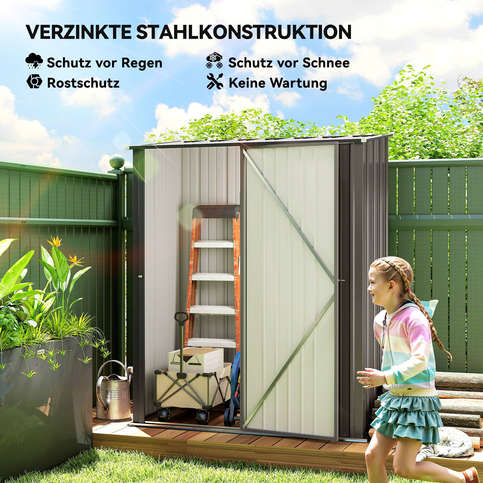 ComfortXL - Abri de jardin acier galvanisé 161,5 x 94,5 x 196 cm noir porte verrouillable - ComfortXL Outdoor Living - Image 6