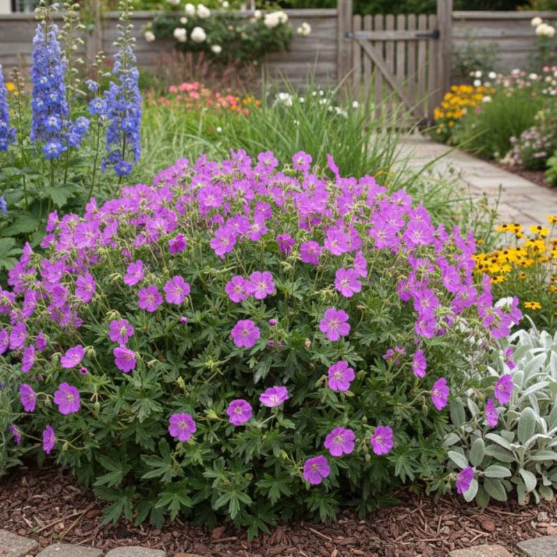 Géranium vivace sanguin Compactum à fleurs Mauve/ - feuillage Persistant - Lot de 9 godets