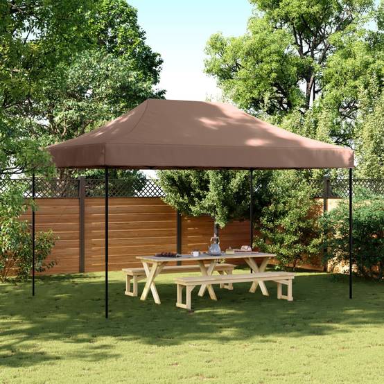 Tente Pliante 4.5x3 m Acier pour Marché et Réception Barnum Robuste Marron – ComfortXL Outdoor Living - Image 1