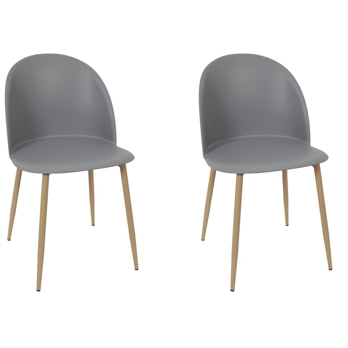 ALTOBUY - Lot de 2 Chaises Scandinaves Grises - MADDY