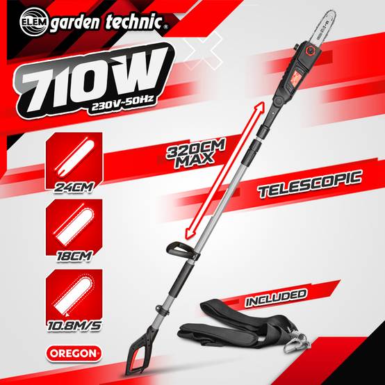 Elem Garden Technic - Scie à ébrancher sur perche 710W Guide Oregon 24cm - Image 2