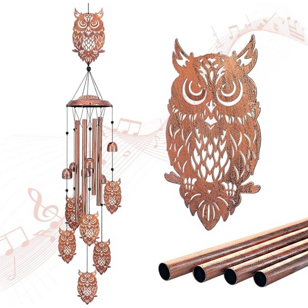 DtopbuyAge - Carillon Éolien En Forme D'Hibou Métal