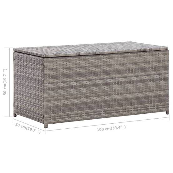 Coffre de rangement - Boîte de rangement extérieure - Coffre de jardin résine tressée 100x50x50 cm gris - Image 9