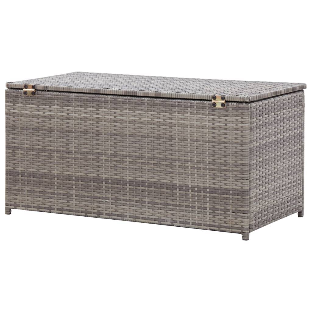 Coffre de rangement - Boîte de rangement extérieure - Coffre de jardin résine tressée 100x50x50 cm gris - Image 5