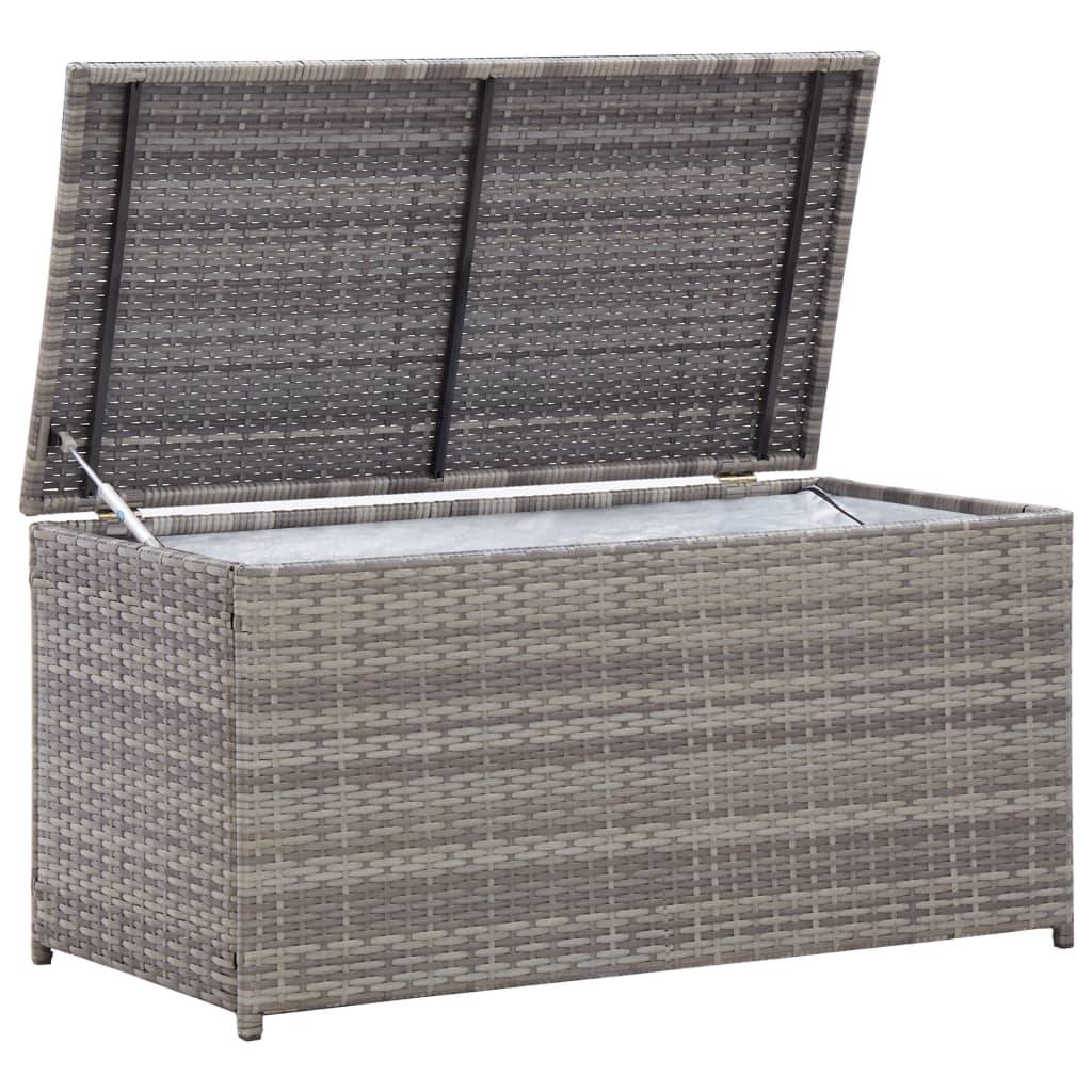 Coffre de rangement - Boîte de rangement extérieure - Coffre de jardin résine tressée 100x50x50 cm gris
