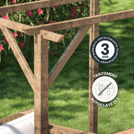 PERGOLA CARRÉ EN BOIS TRAITÉ 3X3M - Imagen 3
