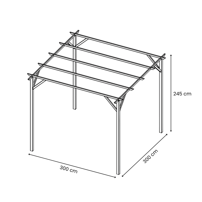 PERGOLA CARRÉ EN BOIS TRAITÉ 3X3M - Imagen 6