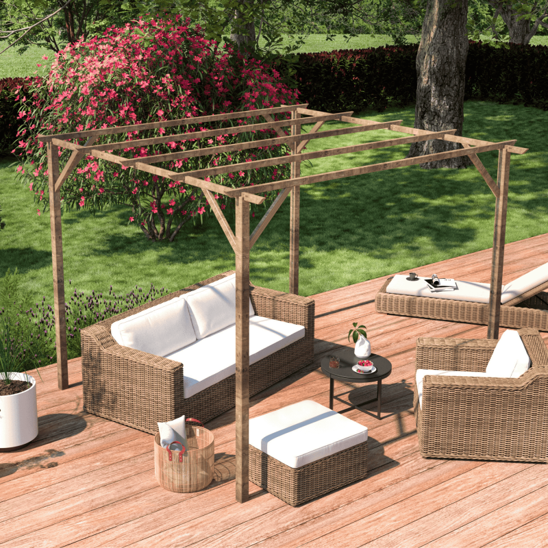 PERGOLA CARRÉ EN BOIS TRAITÉ 3X3M