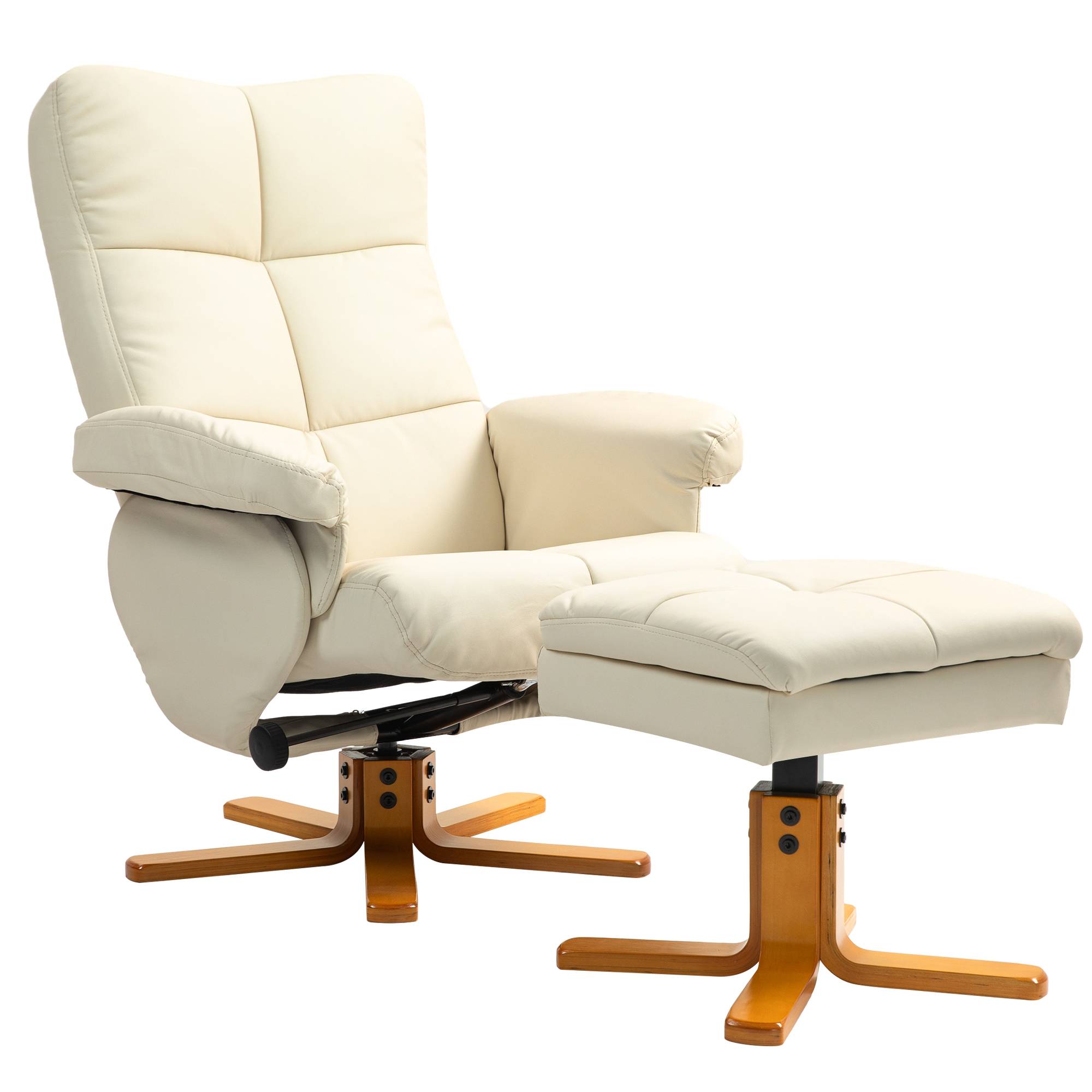 Fauteuil relax avec repose-pied, fauteuil de relaxation, pivotant à 360°, dossier inclinable, 80 x 86 x 99 cm, crème - Image 2
