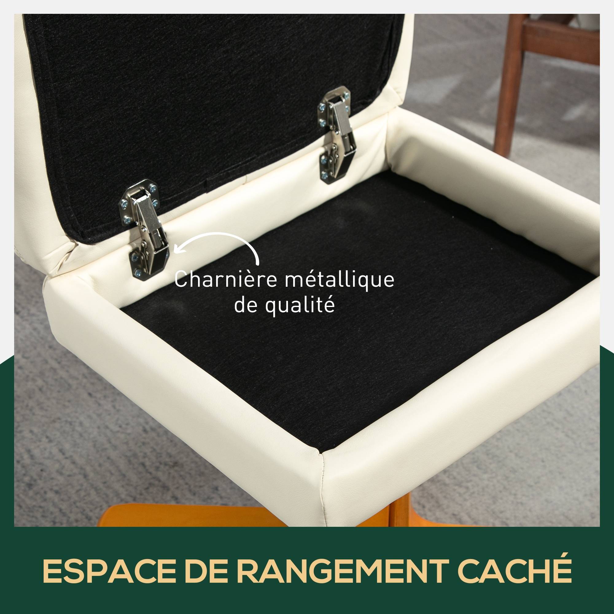 Fauteuil relax avec repose-pied, fauteuil de relaxation, pivotant à 360°, dossier inclinable, 80 x 86 x 99 cm, crème - Image 7