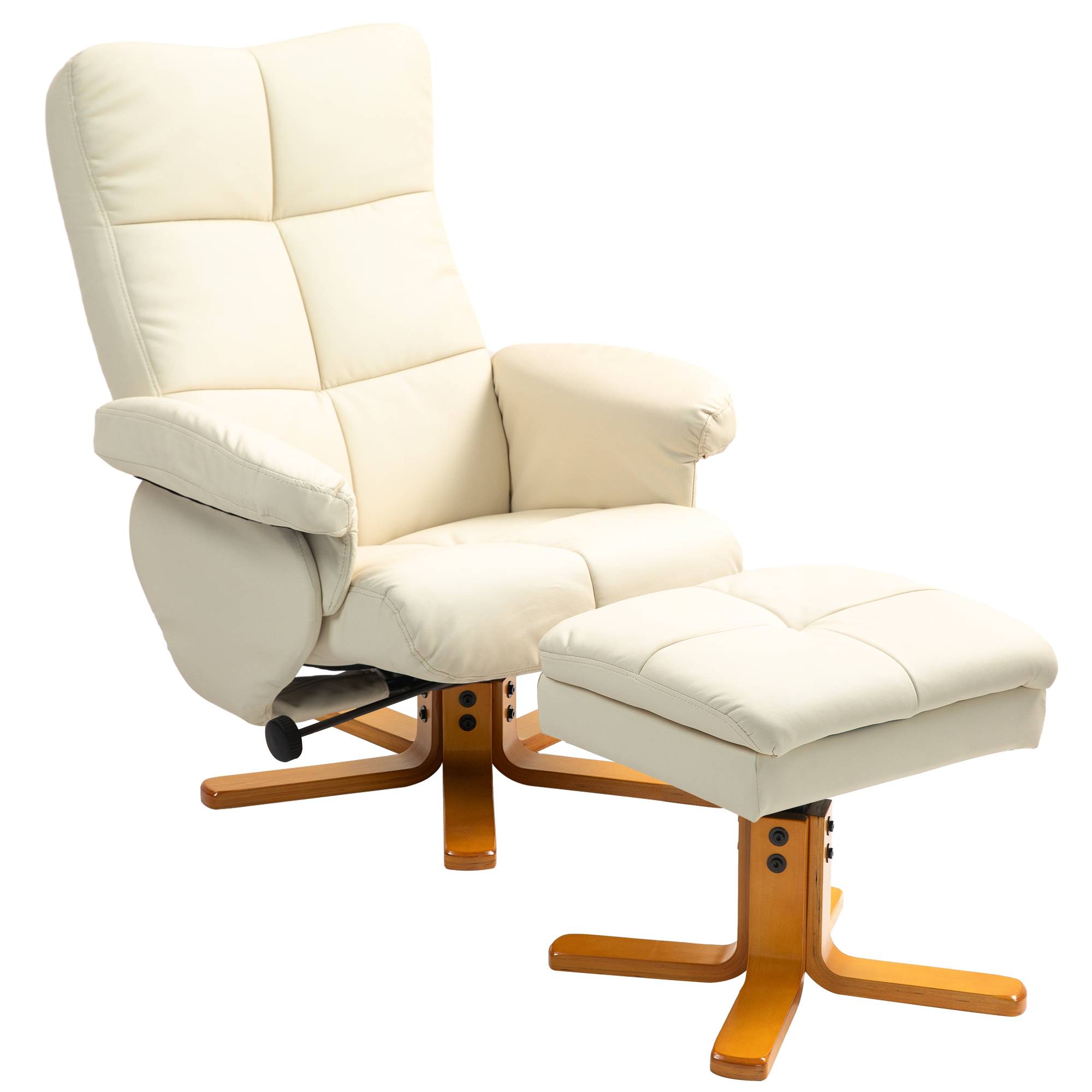 Fauteuil relax avec repose-pied, fauteuil de relaxation, pivotant à 360°, dossier inclinable, 80 x 86 x 99 cm, crème - Image 1