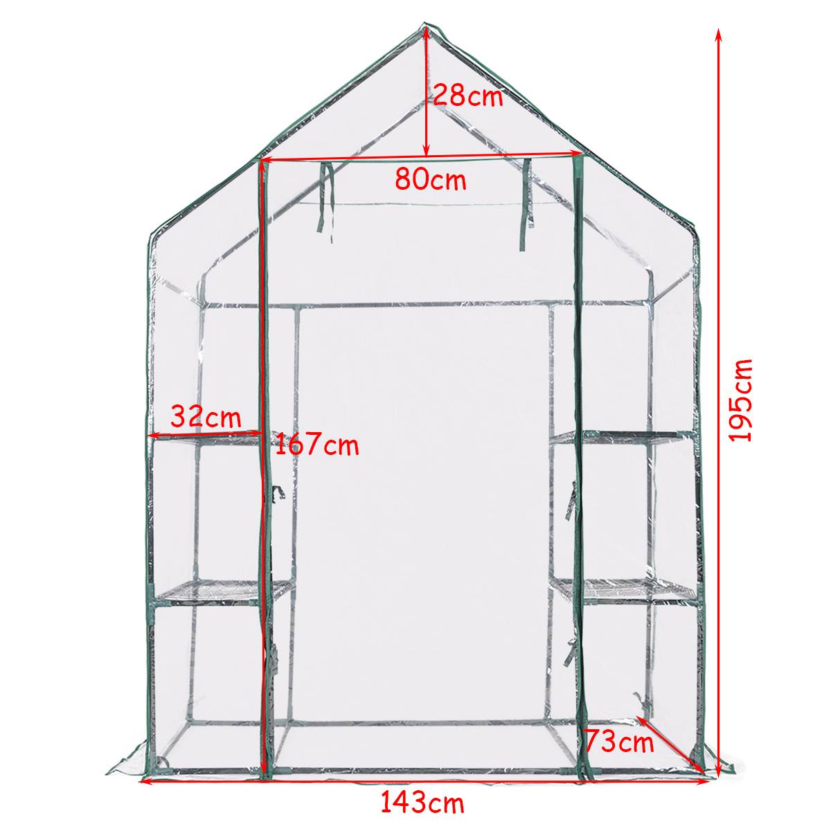 Mini Serre de Jardin1.04m² Serre à Potager Tente pour Plantes en PVC cadre en fer 3 étages Transparent 143x73x195cm MAISON CHIC - Image 8
