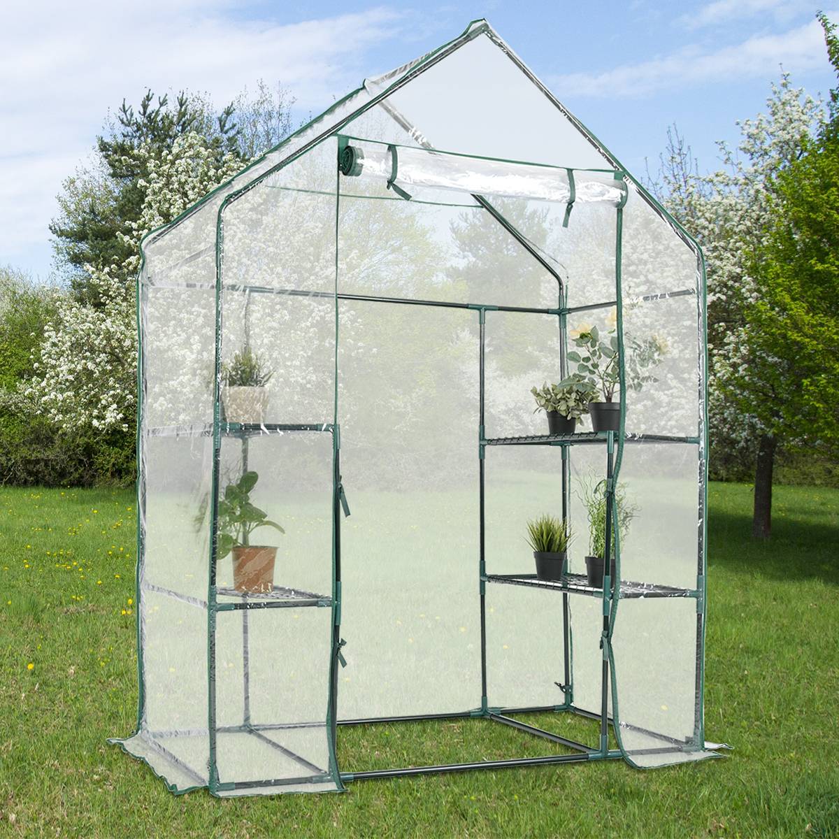 Mini Serre de Jardin1.04m² Serre à Potager Tente pour Plantes en PVC cadre en fer 3 étages Transparent 143x73x195cm MAISON CHIC - Image 2