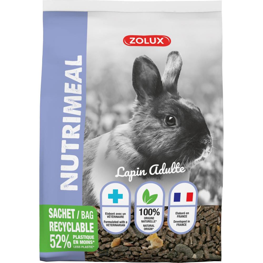 Zolux - zolux - Alimentation Granulés lapin nain adulte de 6 mois et + nutrimeal  800g - Imagen 1