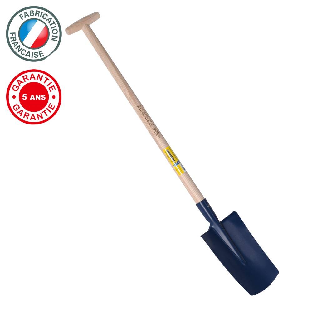 Outils Perrin - Bêche standard de 28 cm manche béquille tournée, outil à main pour le jardin et le potager Outils Perrin