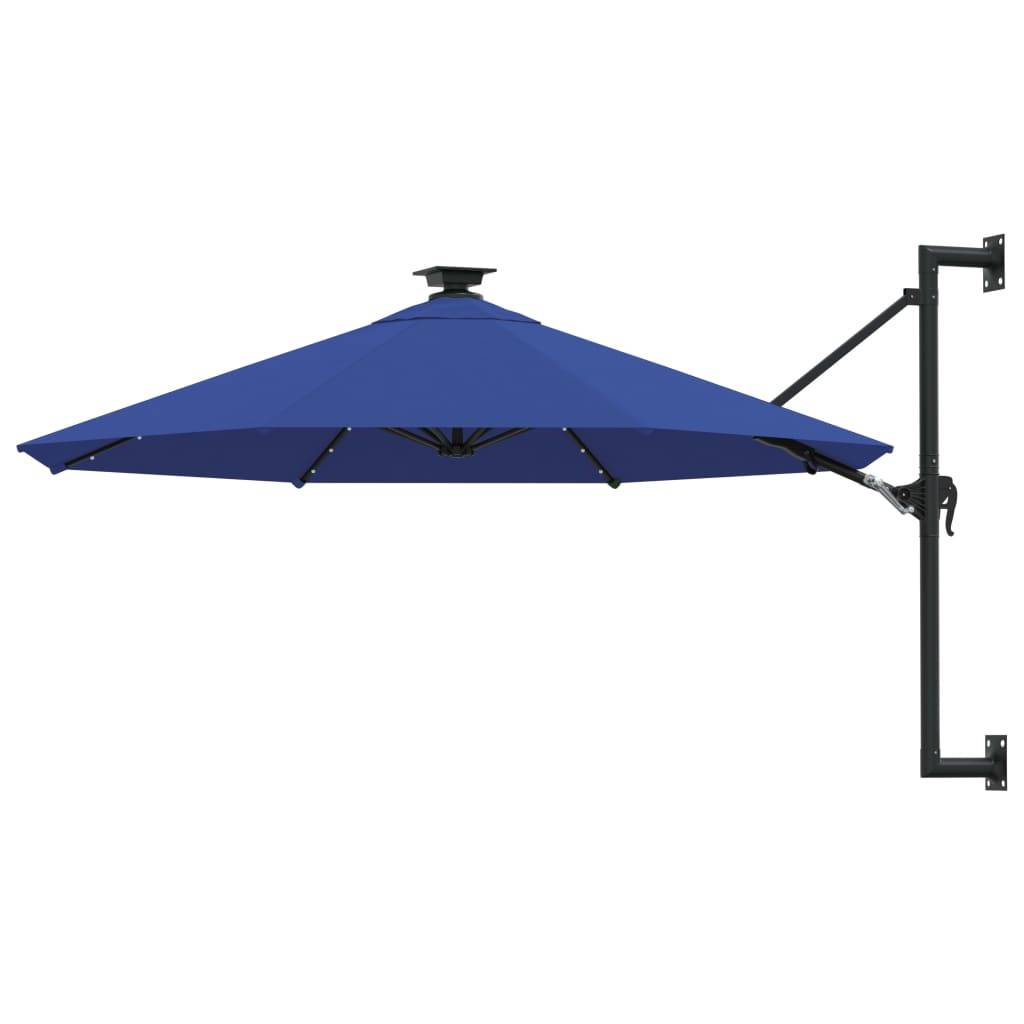 Helloshop26 - Parasol mural avec mât métallique et led 300 cm bleu - Imagen 1